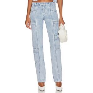 Grlfrnd Naomi 'Low' Blue Rise Slim Cargo Pants Size 25